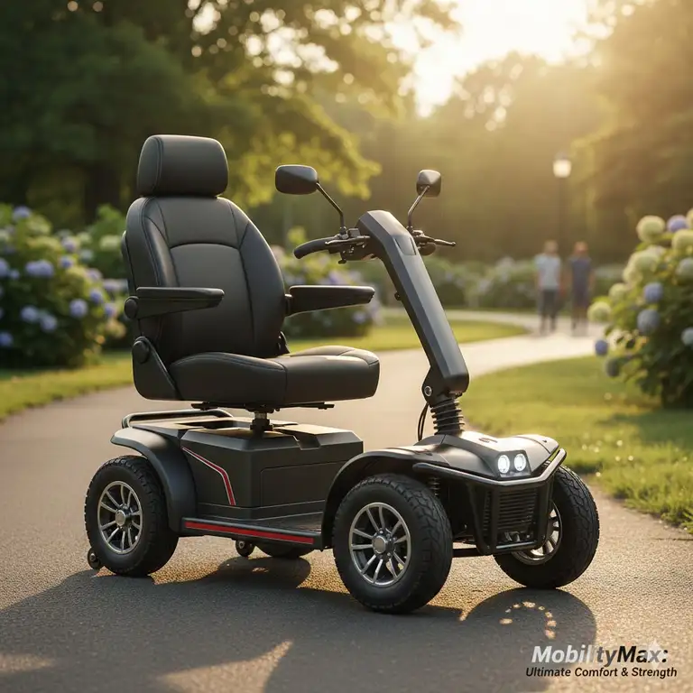 A high-quality professional heavy-duty bariatric motorized scooter for outdoor mobility with a reinforced frame.