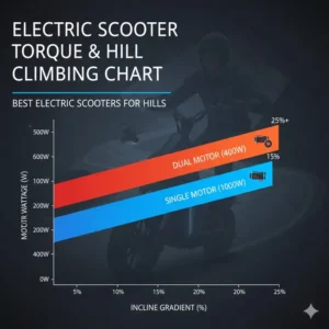 A technical diagram showing the torque and wattage required for the best electric scooters for hills.