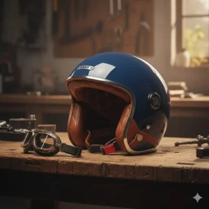 A vintage-inspired open-face design representing the retro side of the coolest scooter helmets.