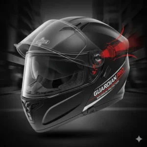 A matte black full-face version of the best scooter helmet providing maximum chin protection.