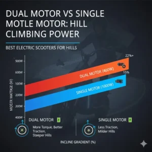 A comparison between single and dual motor performance found in the best electric scooters for hills.