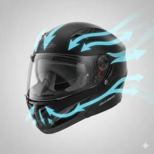 Diagram showing the advanced airflow and ventilation of the best scooter helmet.