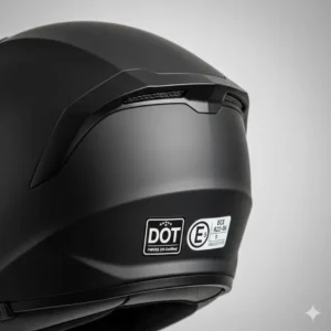 Close-up of DOT and ECE safety certifications on the best scooter helmet.