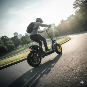 A high-torque electric motor powering the best fat tire scooter up a steep urban incline.