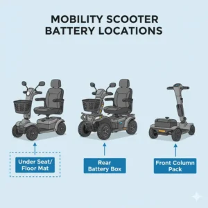 A diagram showing different locations of the power cells when you replace mobility scooter battery.