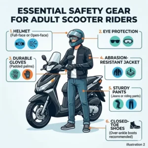Essential safety gear for riders using the best motor scooter for adults.