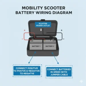 A detailed wiring circuit diagram used to replace mobility scooter battery correctly.