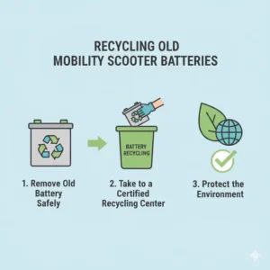 Proper disposal steps for old units after you replace mobility scooter battery to protect the environment.