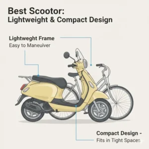 A compact and lightweight design perfect for small parking spaces, making it the best motor scooter for city life.