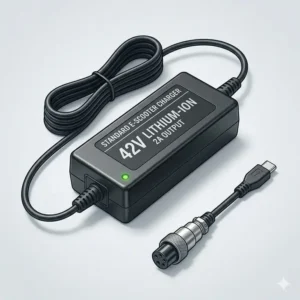 A standard power adapter representing the most common types of electric scooter chargers.