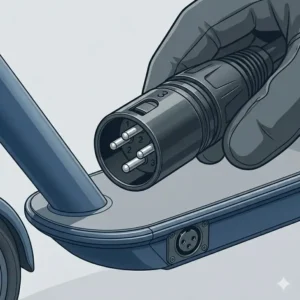 A 3-pin XLR plug illustration for heavy-duty types of electric scooter chargers.