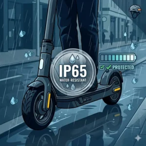 Checking the IP water-resistance rating of the vehicle to learn how to use electric scooter in rain safely.