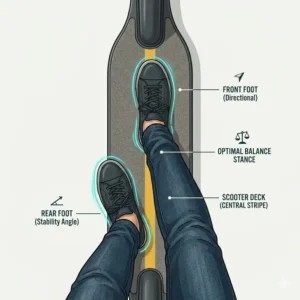 Adjusting your center of gravity while learning how to balance on electric scooter first time