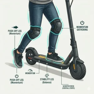 Safe braking and stopping methods for how to balance on electric scooter first time.