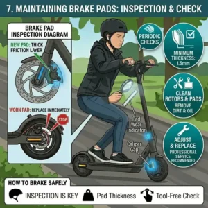 A chart showing speed versus stopping distance to help riders learn how to brake safely on electric scooter at various velocities.