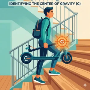 A diagram of the folding process, an essential step in how to carry electric scooter upstairs safely.