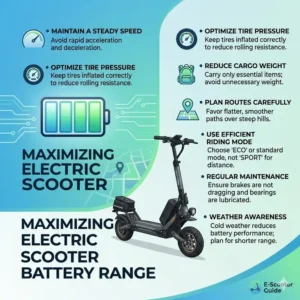Digital map showing route planning for how to ride electric scooter long distance with charging stops.