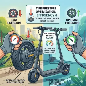 Maintaining optimal tire pressure to help how to improve electric scooter battery life.