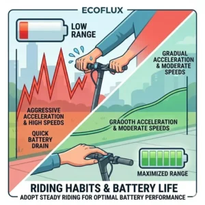 Practicing smooth acceleration and riding techniques for how to improve electric scooter battery life.