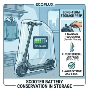 Proper long-term storage preparation to learn how to improve electric scooter battery life.